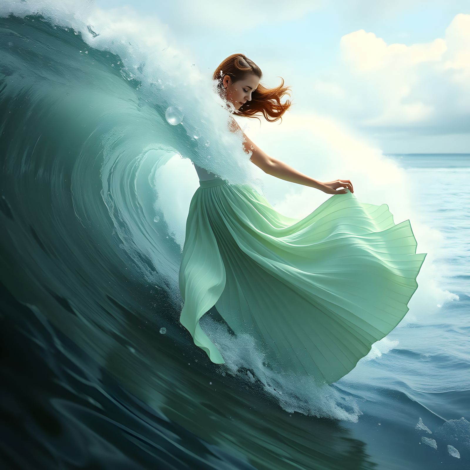 Serene Water Nymph in Dreamy Realism