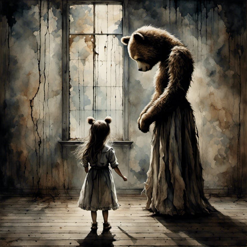 Girl with Possessed Teddy Bear in Haunted Asylum