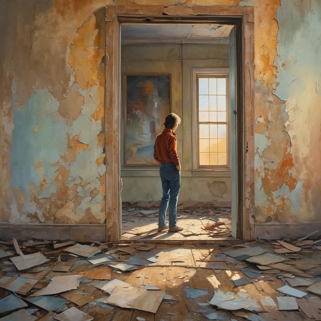 Abandoned Room: An Impressionist Gouache Painting