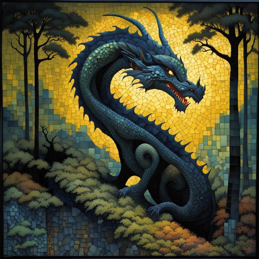 Sinister Dragon with Glowing Skin in Earle Style