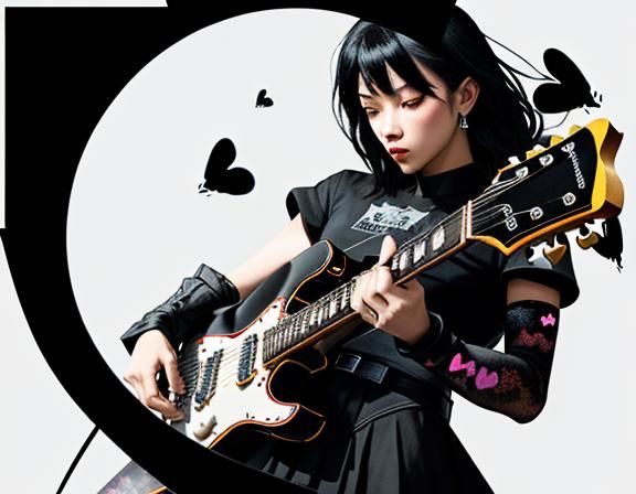 Energetic Rock Guitarist Solo in Pop Art Style