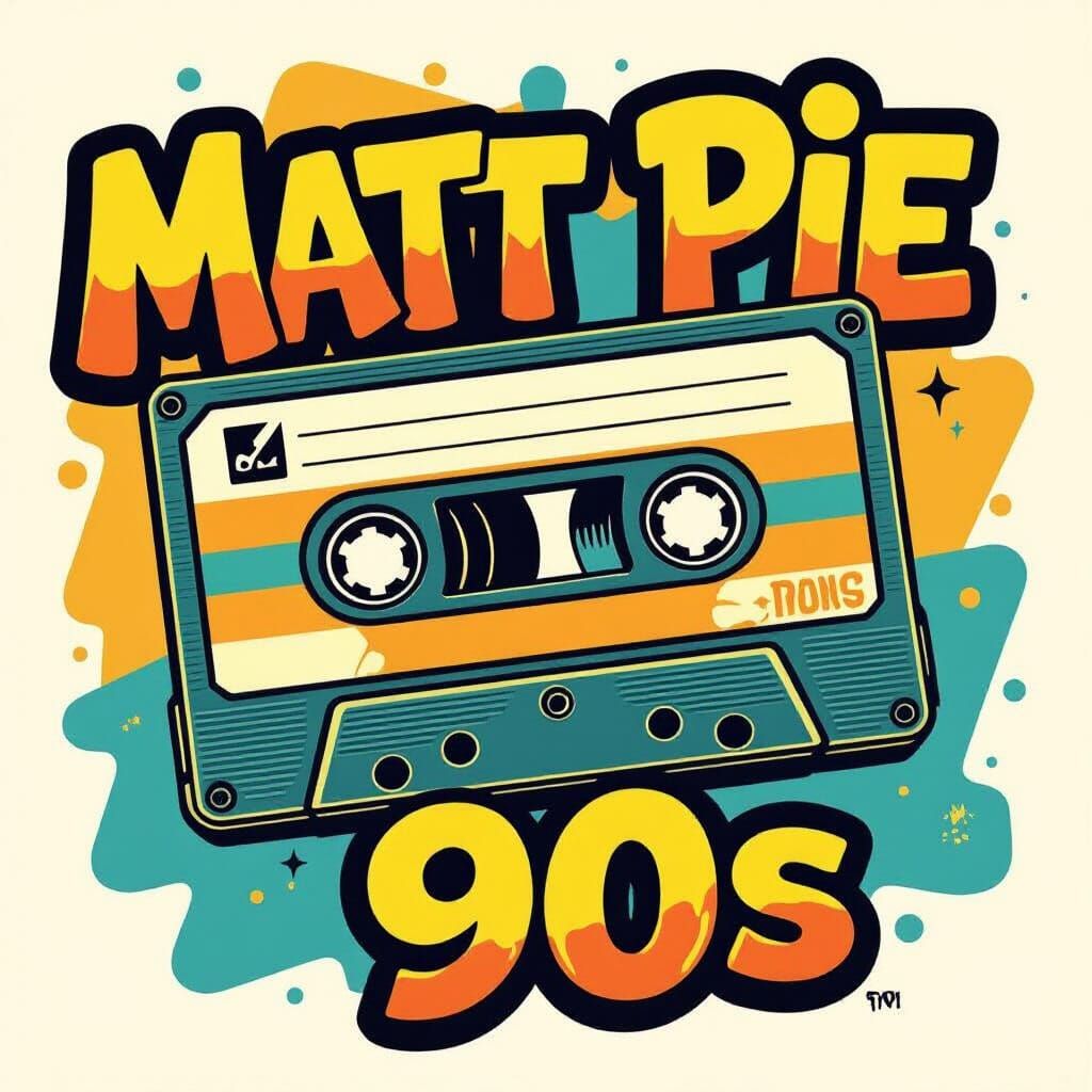 Retro Cassette Tape with Graffiti Text in Muted Colors