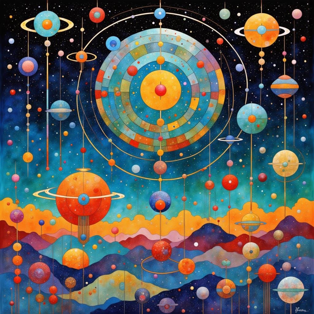 Intricate Celestial Masterpiece with Hypermaximalist Brushst...