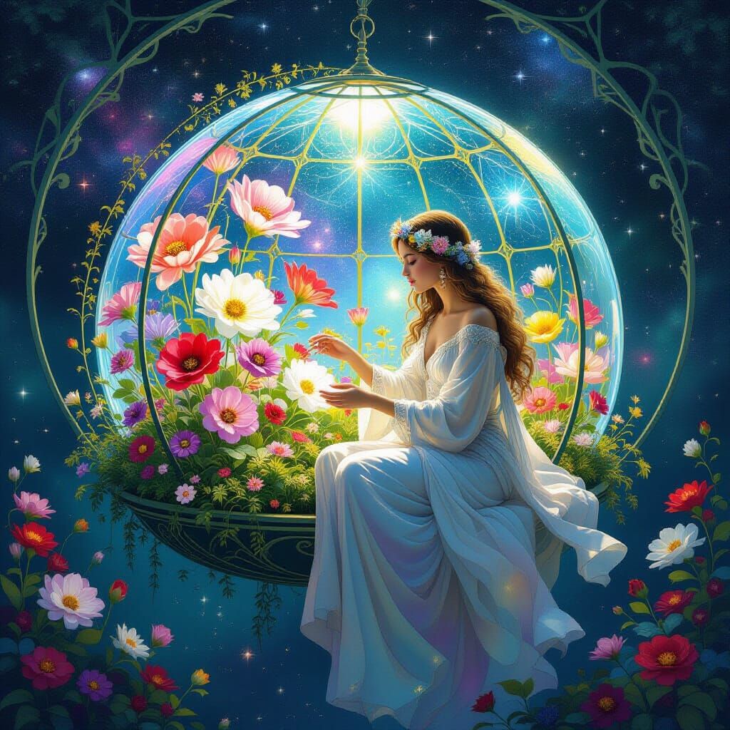 Cosmic Gardener Cultivating Galactic Flowers