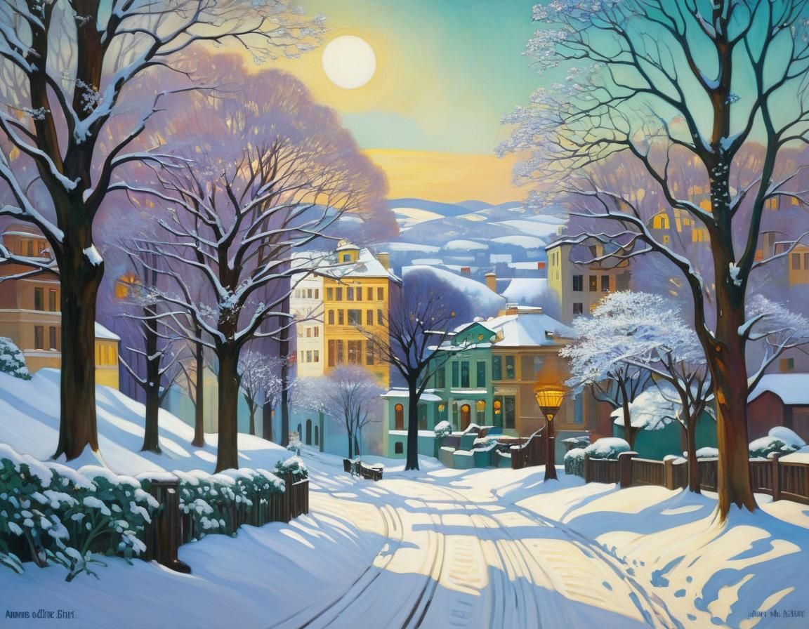 Morning After Snowstorm: Modern Impressionist Painting