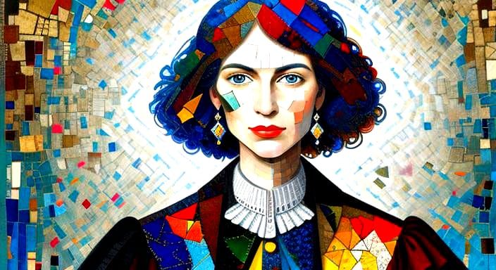 Expressionist Portrait with Mosaic and Double Exposure