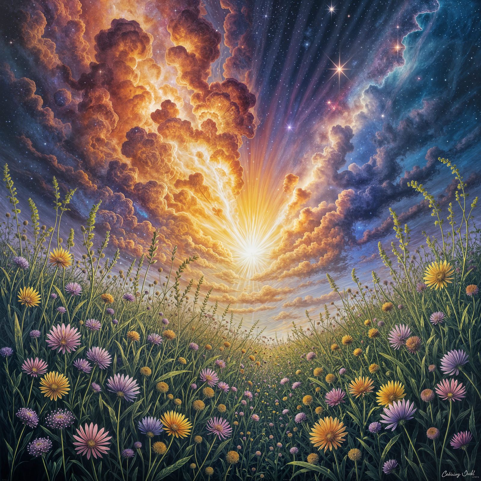 Vibrant Spring Explosion in Abstract Expressionism Style