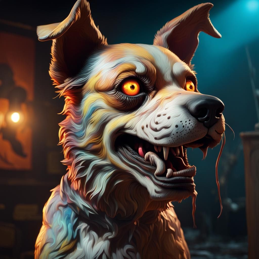 Animatronic Dog Possessed: Hyperrealistic Concept Art
