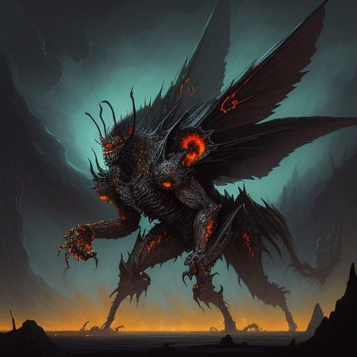 Demonic Bee King in Dark Fantasy Style