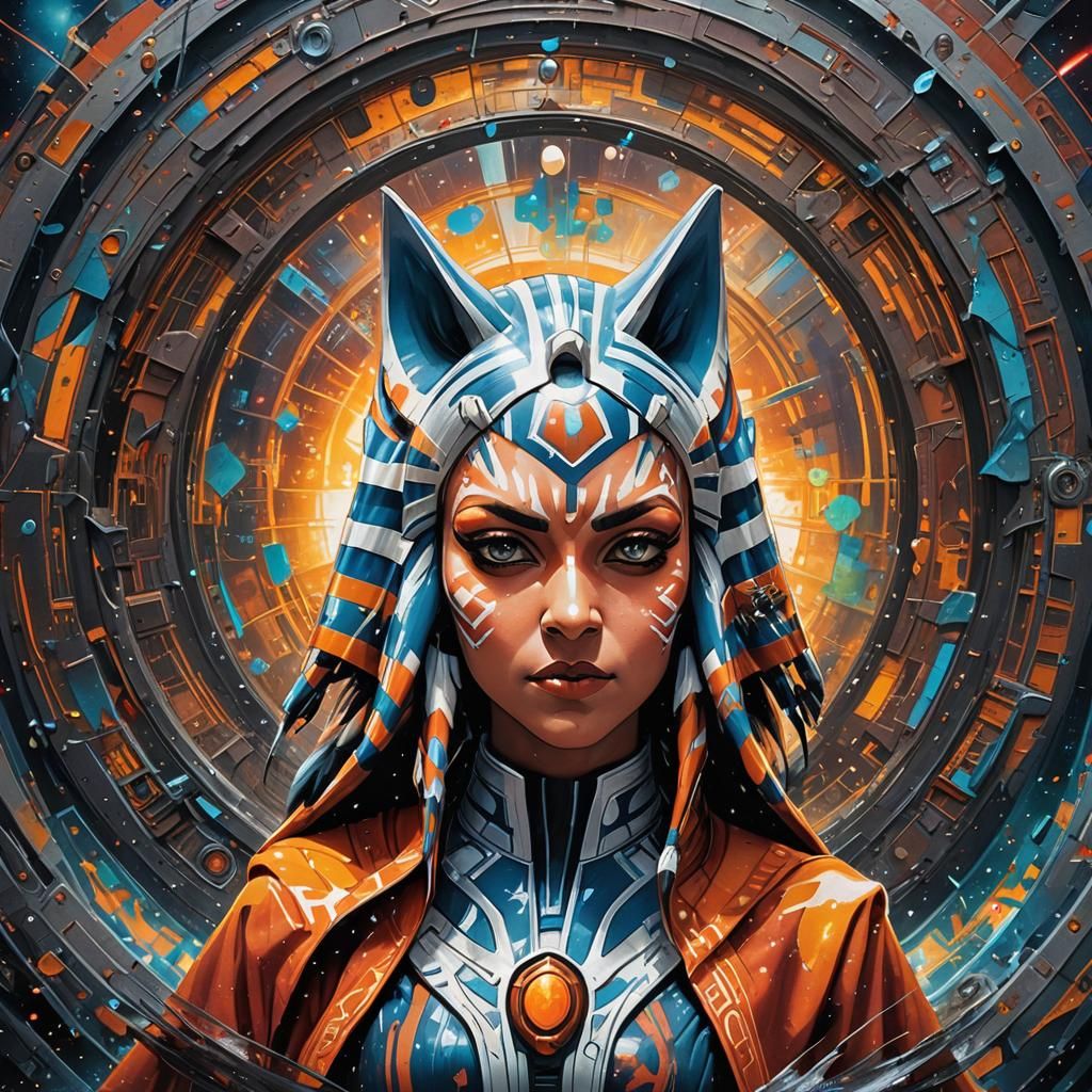 Ahsoka Tano's Multiverse Journey: a Cosmic Illustration