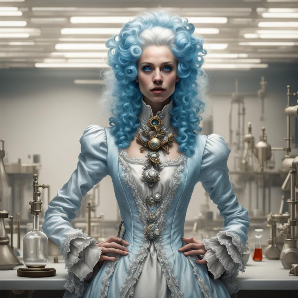 Rococo Alien Scientist in a Fantasy Laboratory