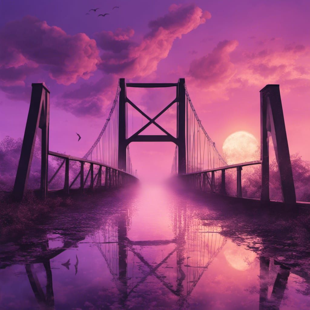 Cloud Bridge to Heaven at Violet Sunset