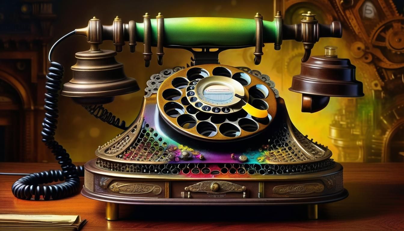 Steampunk Phone-Typewriter Hybrid in Surreal Style