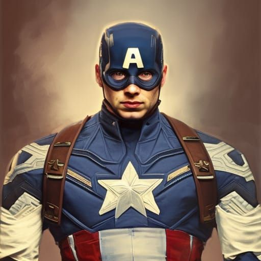 Captain America Portrait in Neoclassical Style