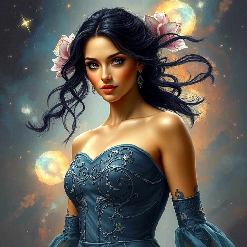 Galactic Figure in Oil Paint Style