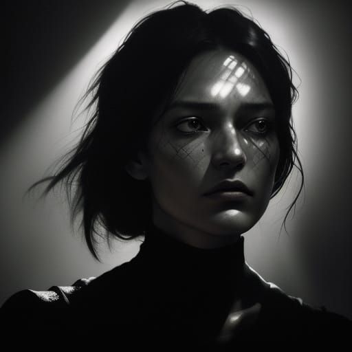Intense Portrait with Dramatic Lighting