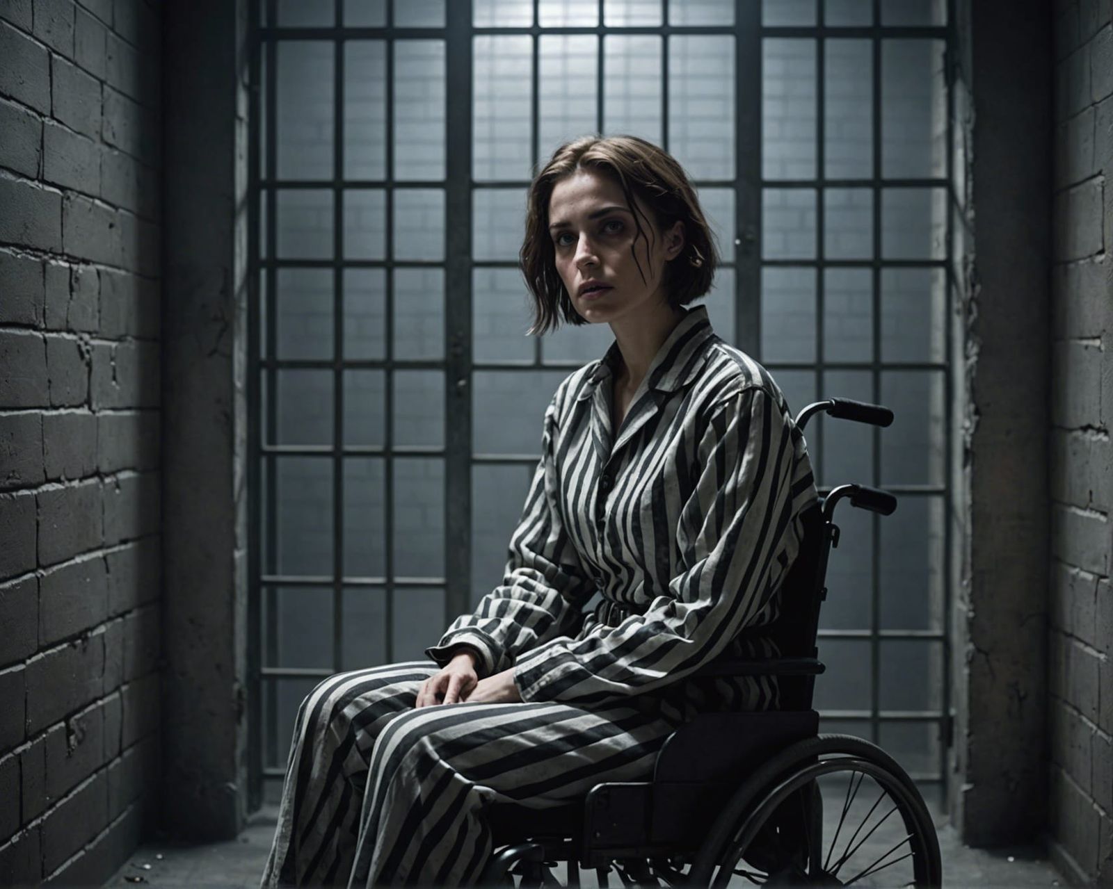 Eerie Prison Ghost in Wheelchair, Doré Style