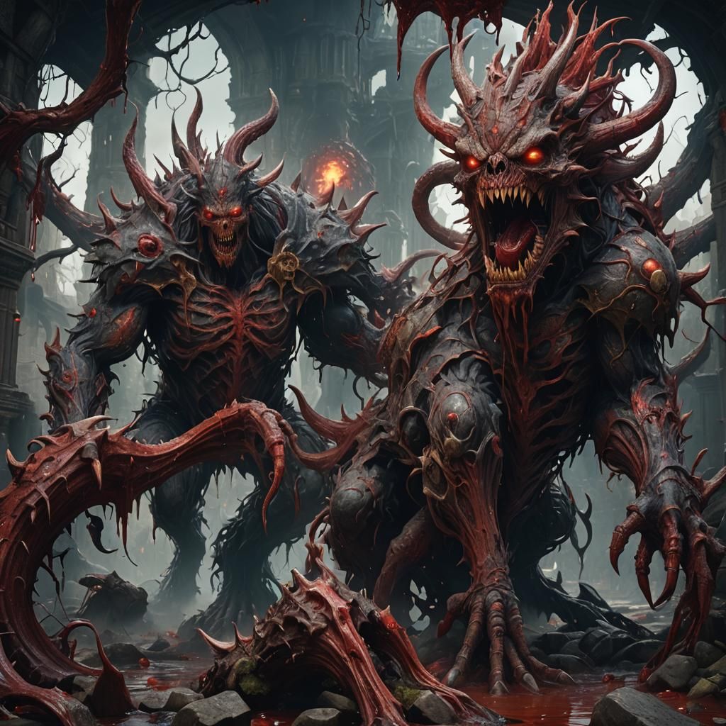 Bloody Monster in Detailed Matte Painting Style