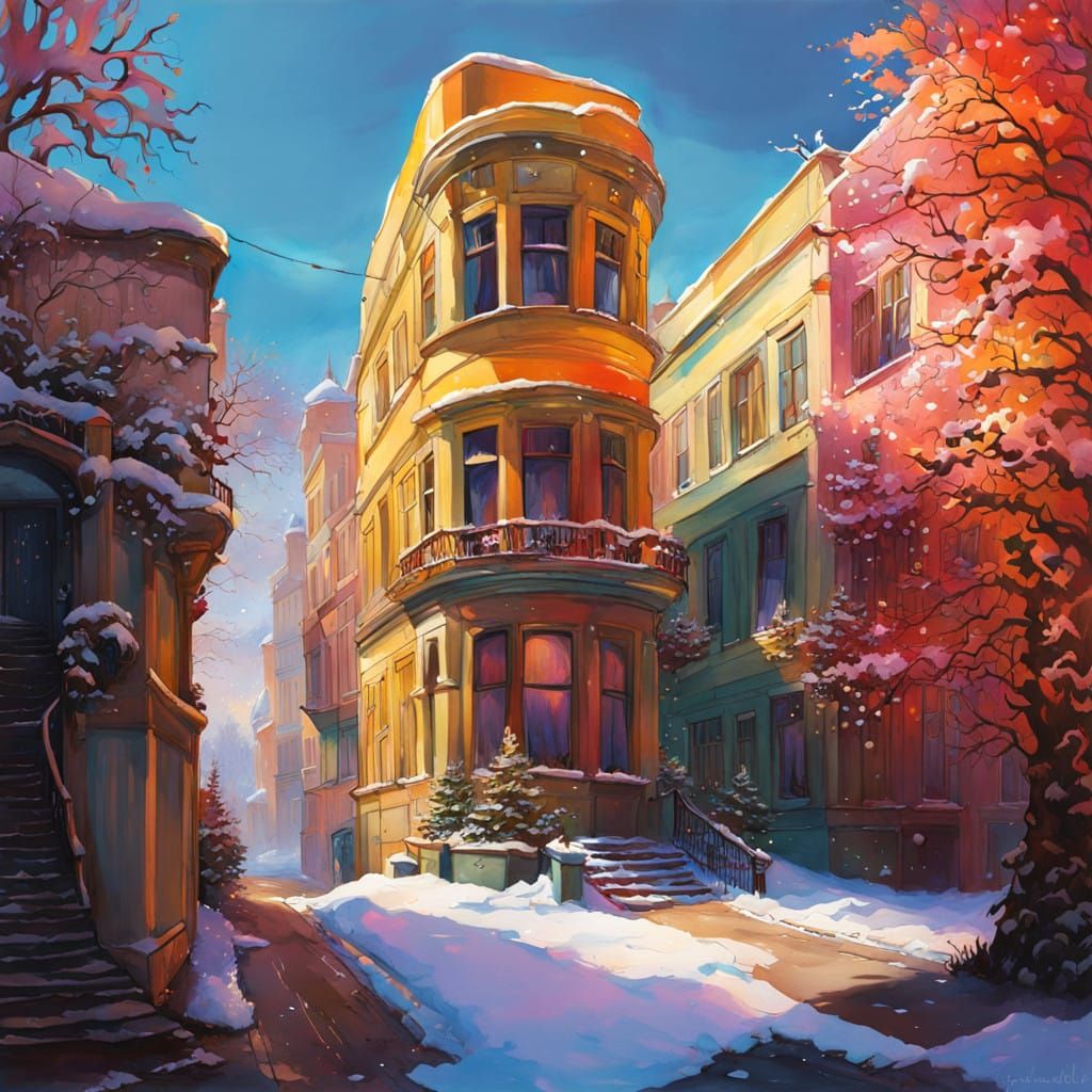 Winter Wonderland in Vibrant Pastel Hues