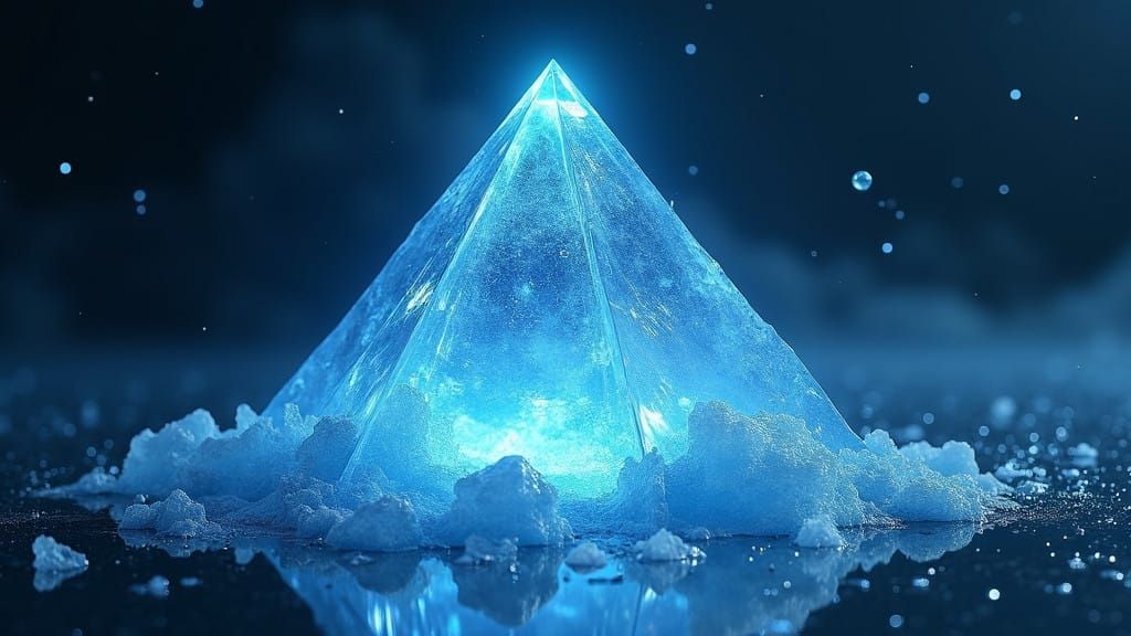 Ethereal Pyramid Comet Radiates Icy Blue Holographic Energy...