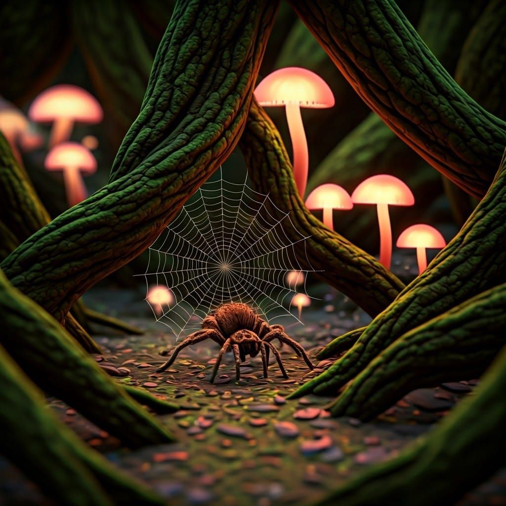 Tarantula: Tiny Forest Guardian in Dreamlike Realm