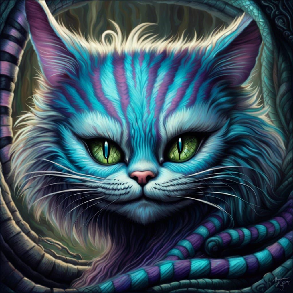 Cheshire Cat as Intricate Graffiti Art