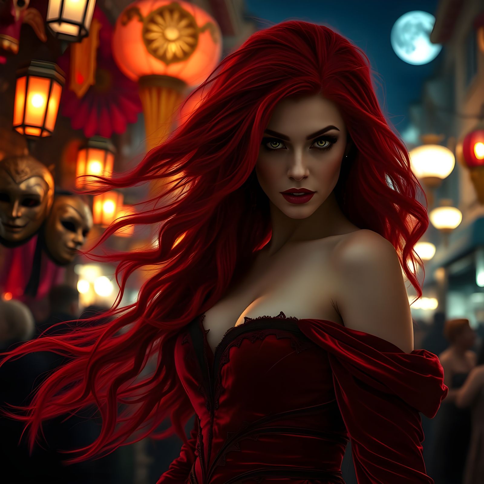 Scarlet Witch in a Cinematic Moulin Rouge Setting