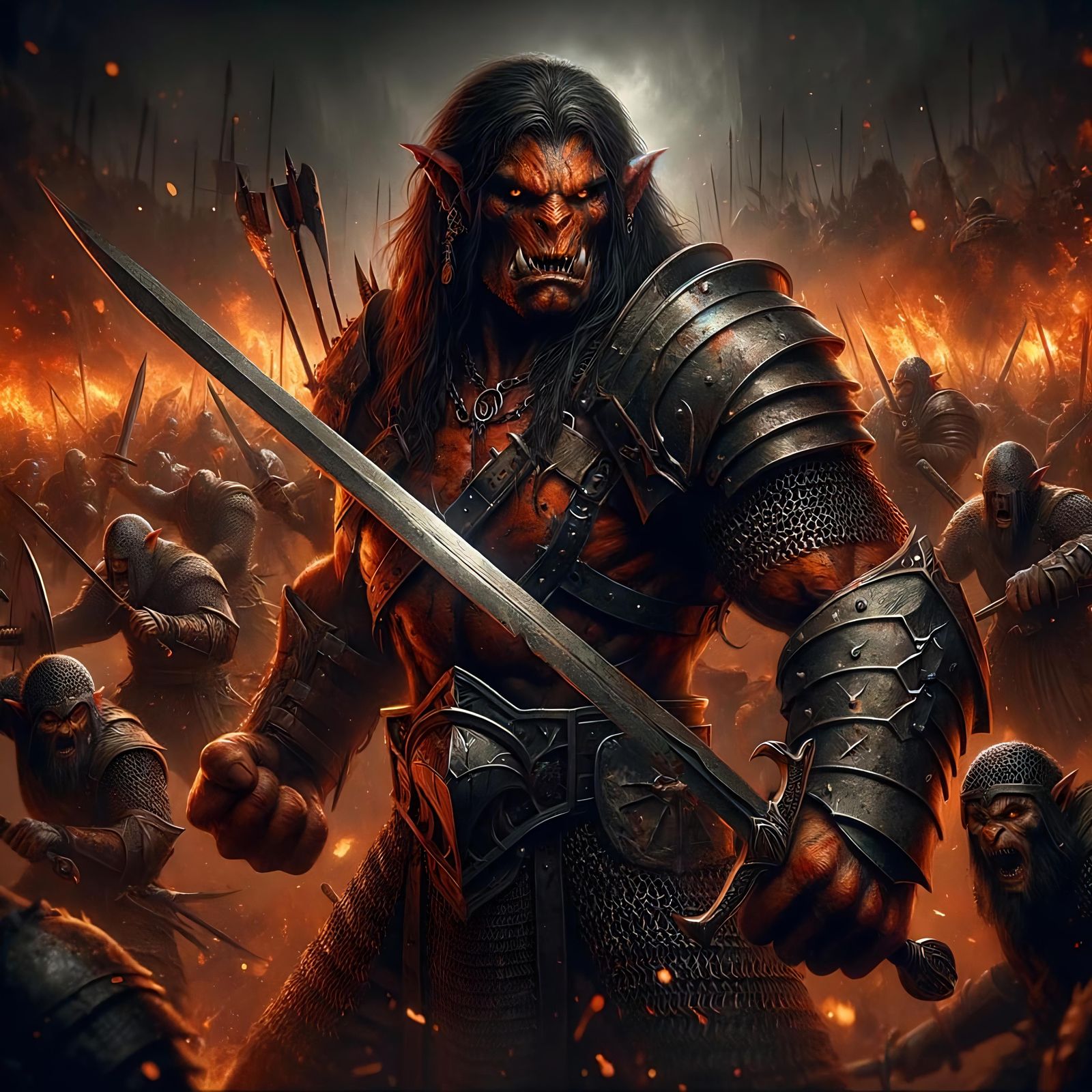 Hobgoblin Warlord in Epic Fantasy Battle Scene