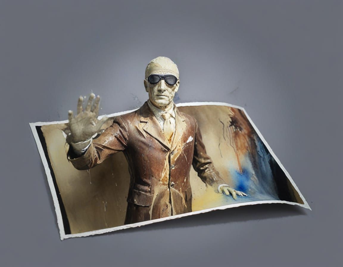 Invisible Man Wax Statue Emerges in Watercolour