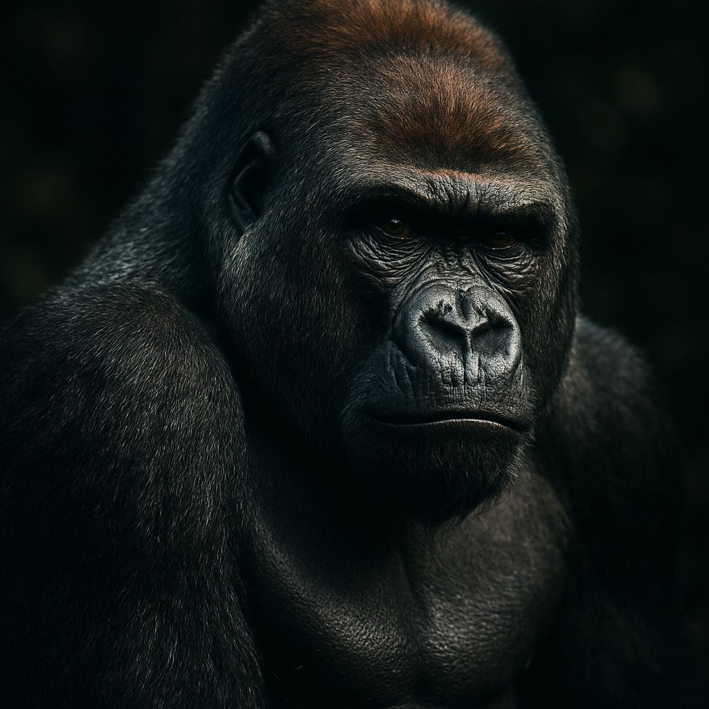 Dramatic Close-Up of Silverback Gorilla in the Wild