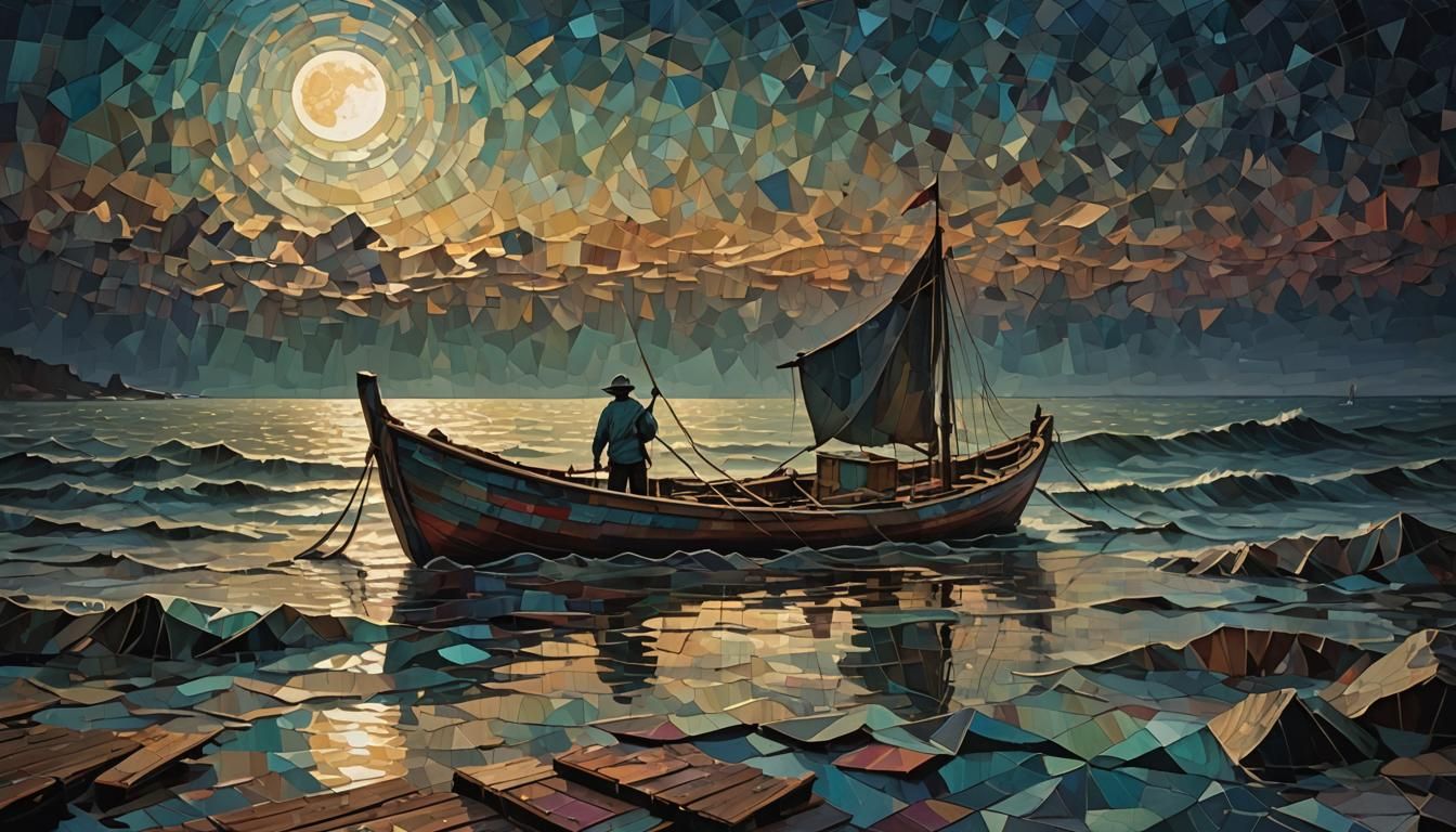 Geometric Fisherman Lost in Moonlit Abstraction