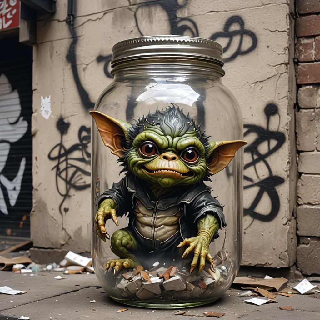Gremlin Encapsulated in Smoky Jar in Chinatown