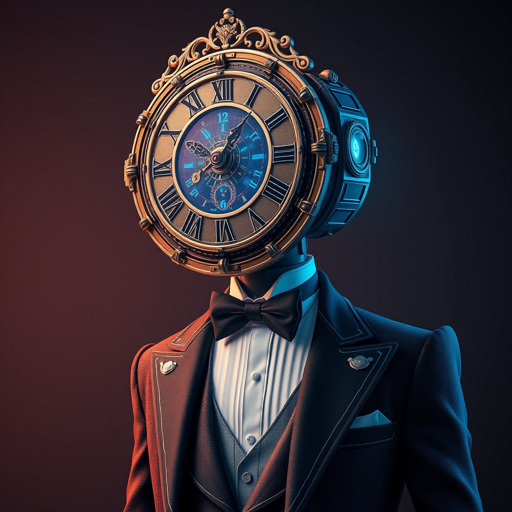 Clockwork Humanoid in Cyberpunk Style