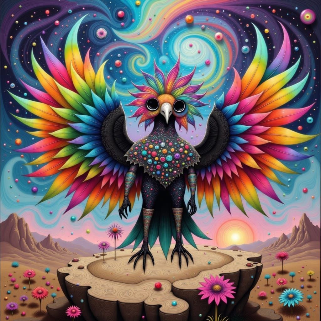 Achiyalabopa: Colossal Bird God with Rainbow Feathers
