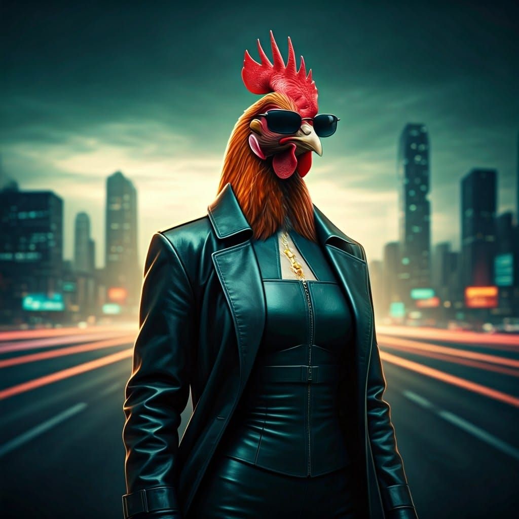 Heroic Chicken in Cyberpunk Trinity Outfit