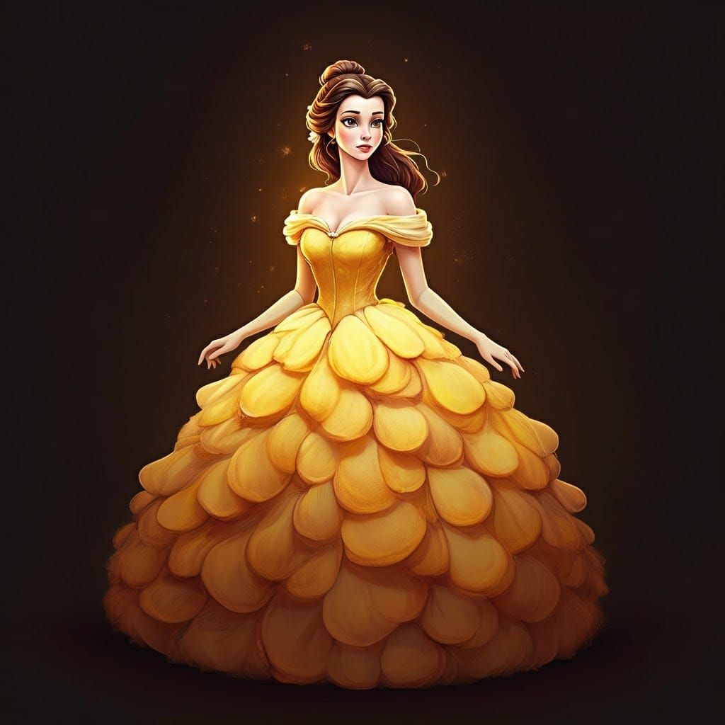 Elegant Woman in Golden Light, Animated Fantasy Art