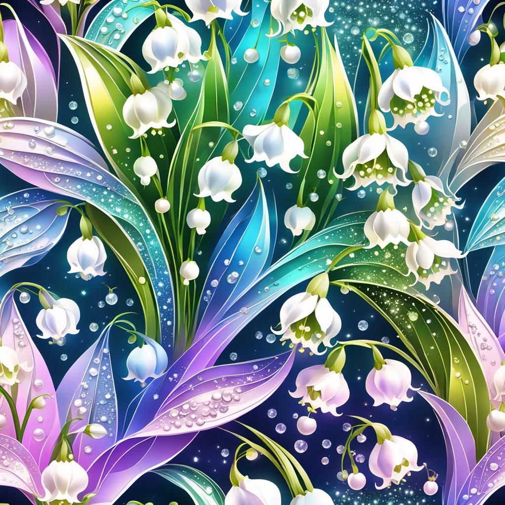 Sparkly Lily of the Valley in Cubist Style