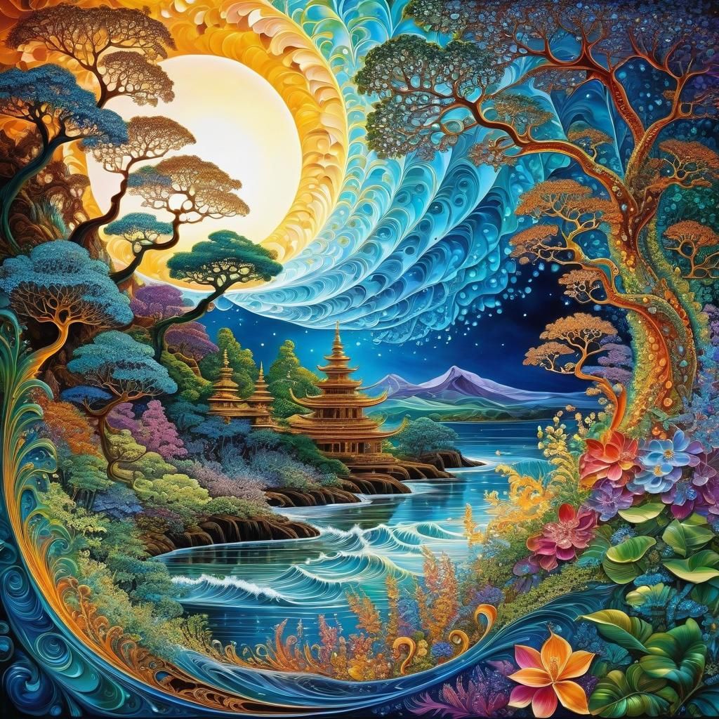 Abstract Vector Fractal Art with 3D Shading