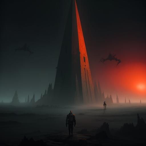 Ethereal Obelisk in a Crimson Marsh