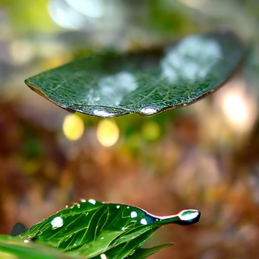 Raindrop Jewel on Green Leaf in Sunlight