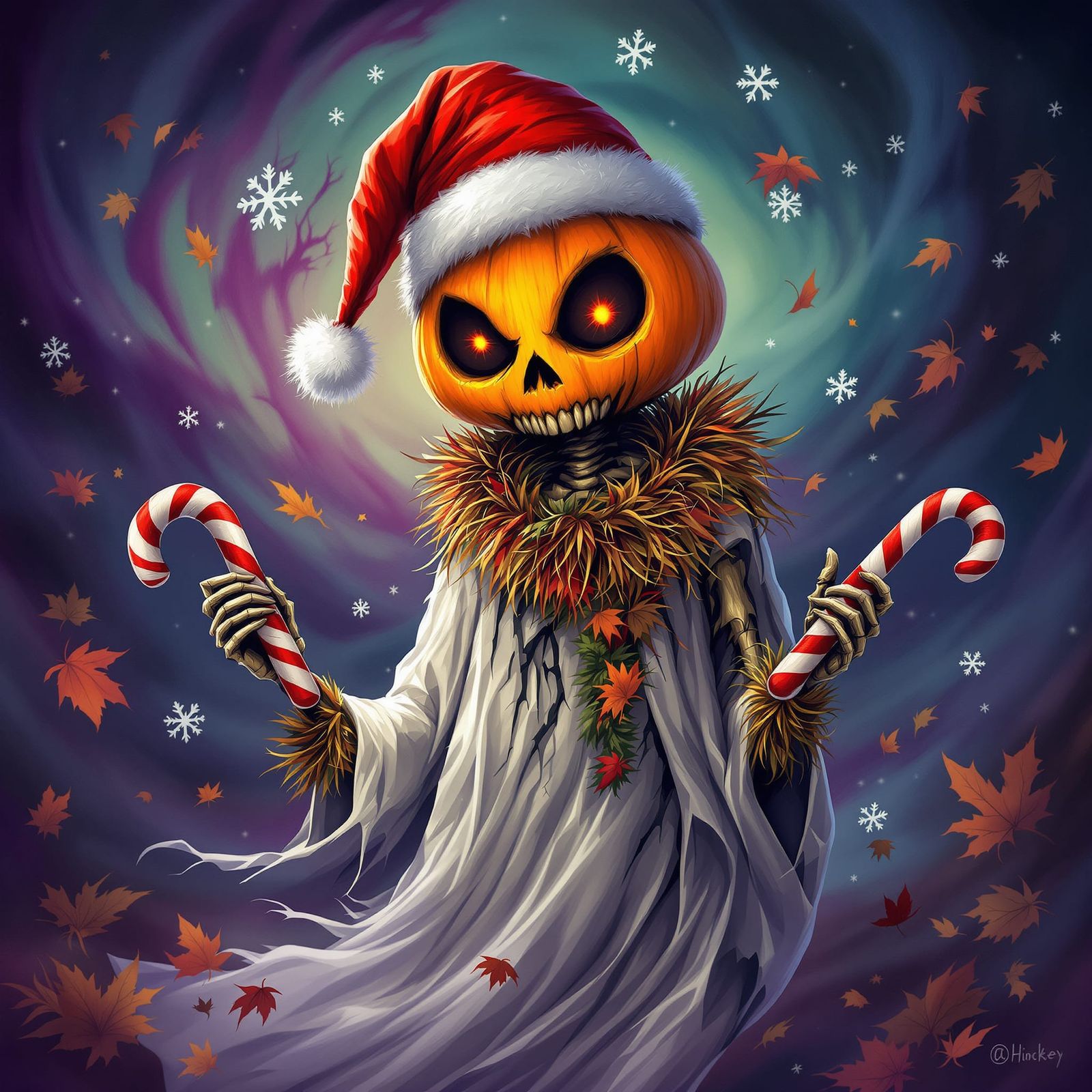 Halloween Christmas Hybrid Creature Festive Spooky Art