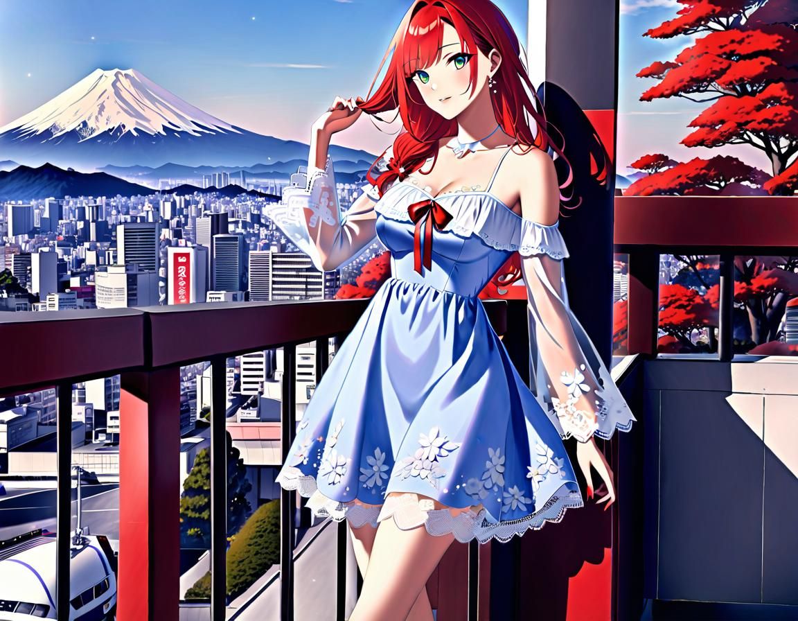 Attractive Woman with Mount Fuji View