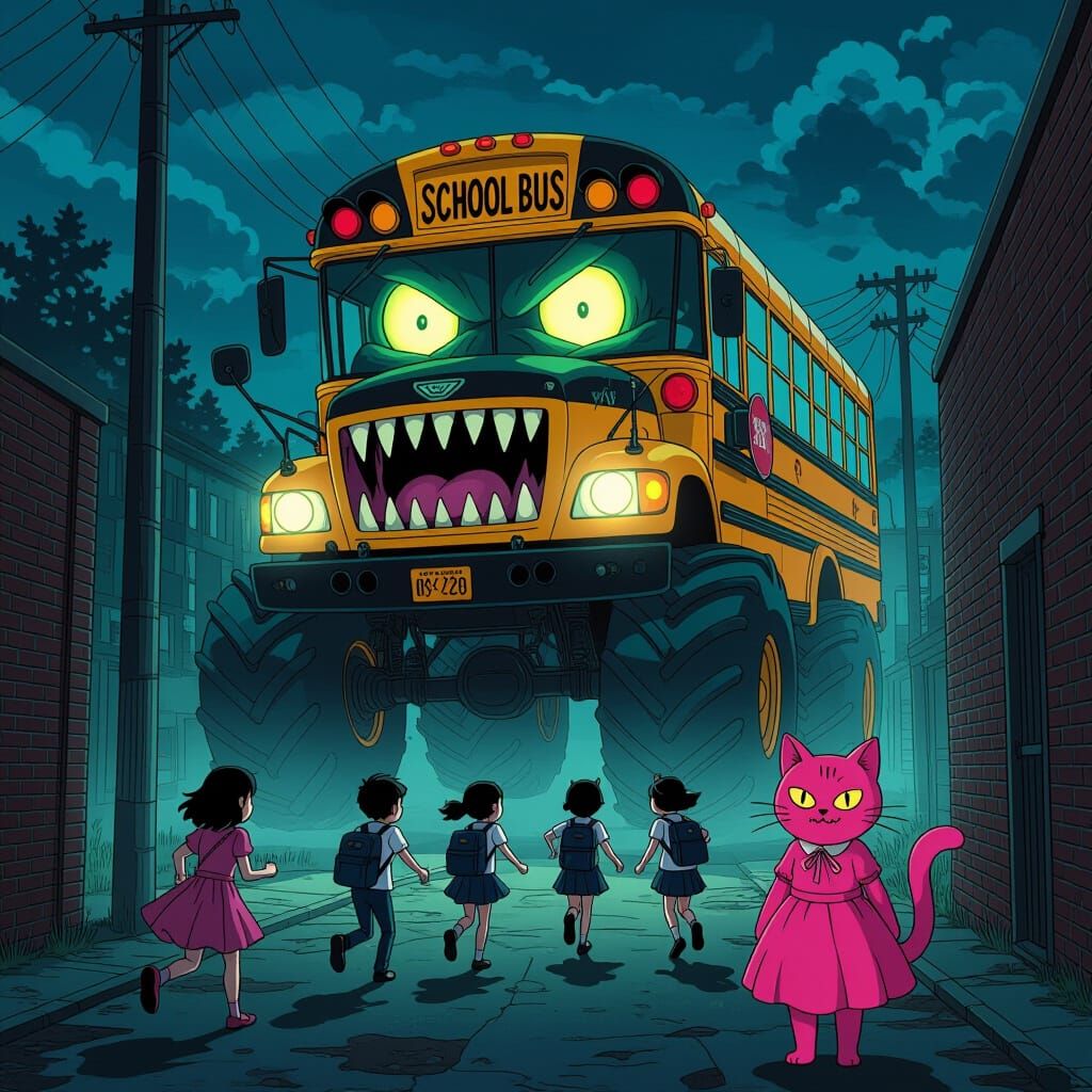 Gothic Horror: School Bus Monster Chases Students