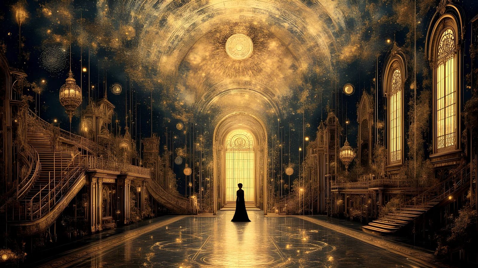 Cosmic Tapestry in Digital Decay, Surreal Oil Painting