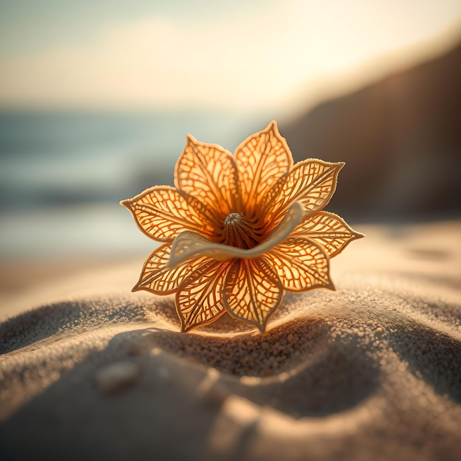 Sand Flower Beach Sculpture in Tilt-Shift