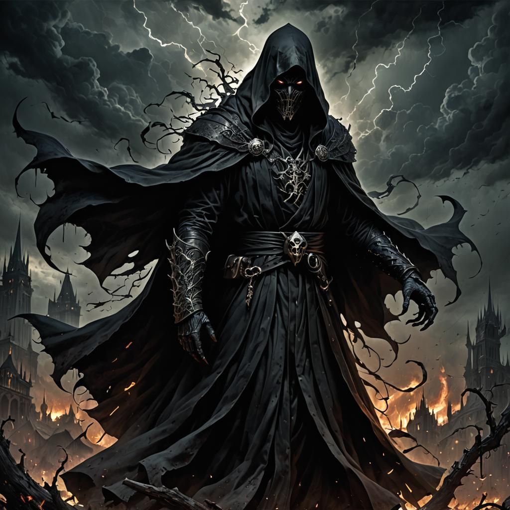 Dark Entity Shrouded in Shadows and Corrupted Power