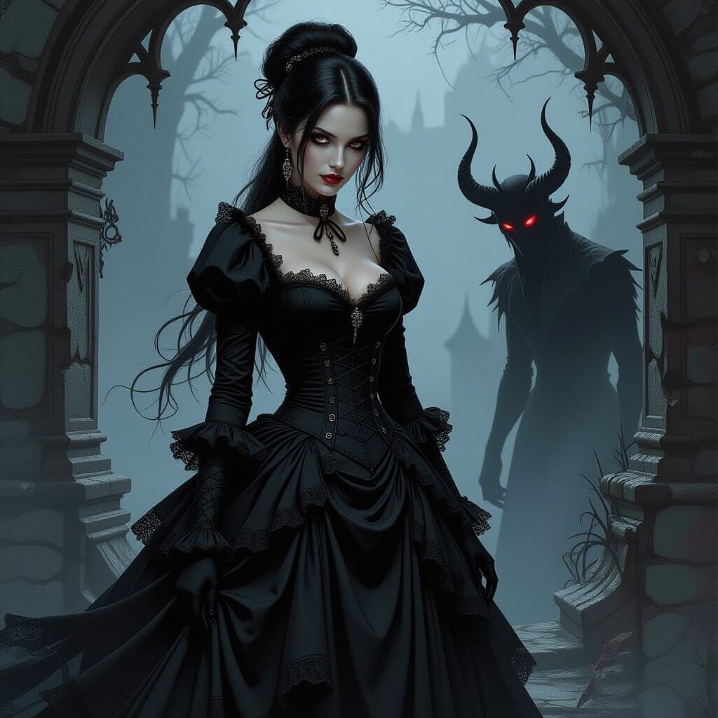 Victorian Woman's Vow of Revenge in Gothic Style