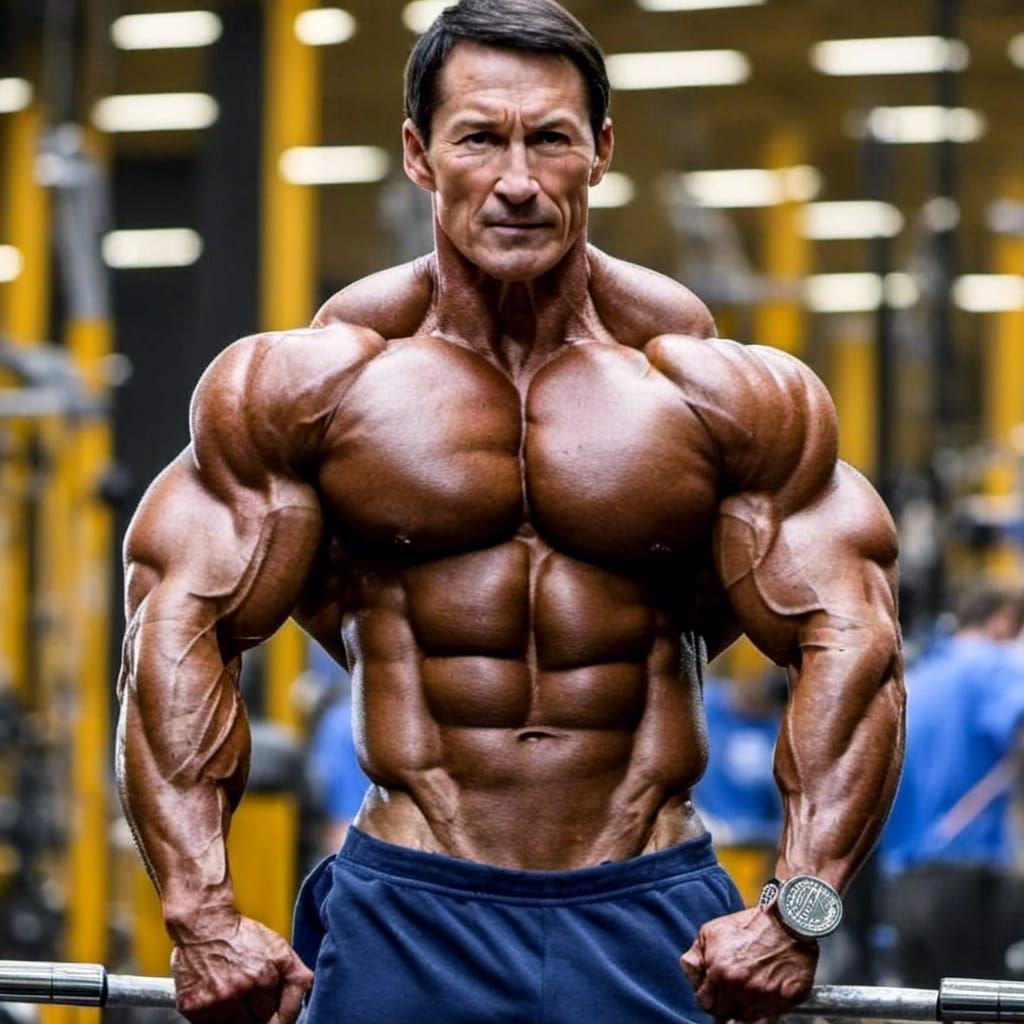 Bodybuilder Posing with Defined Muscles