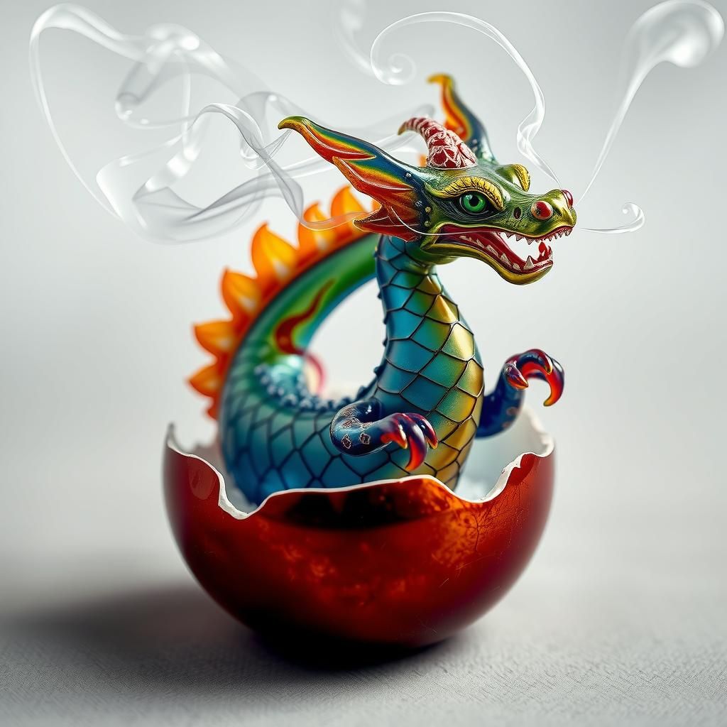 Glass Dragon Hatching, Digital Art