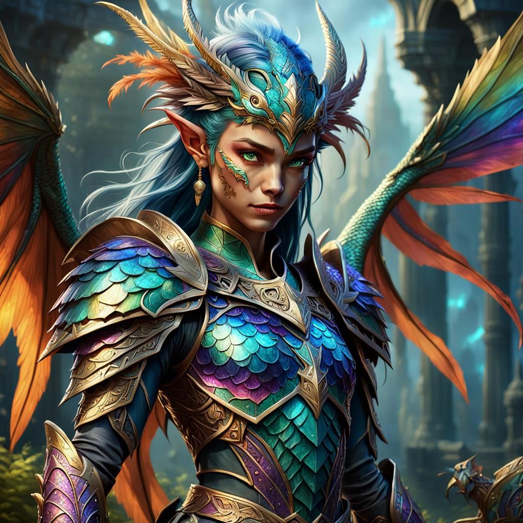 Dragon Elf Hybrid in Intricate Armour